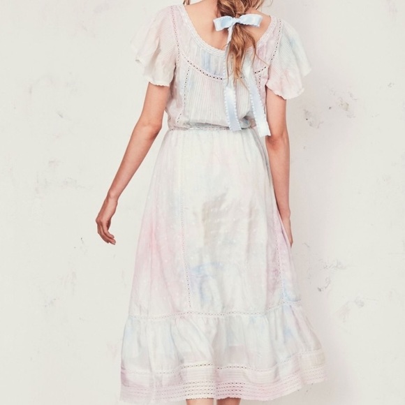 LoveShackFancy Madeline Tie Dye Midi Dress Lace - Picture 6 of 8